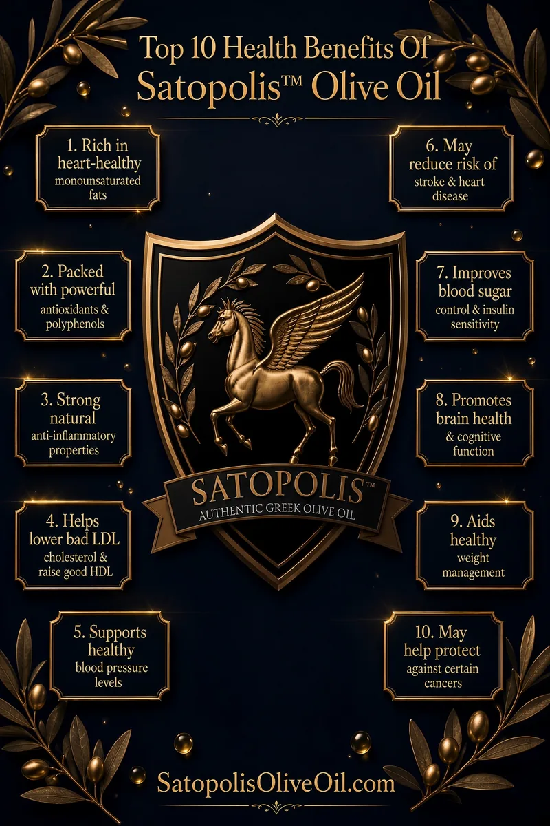Top 10 health benefits of Satopolis authentic Greek olive oil